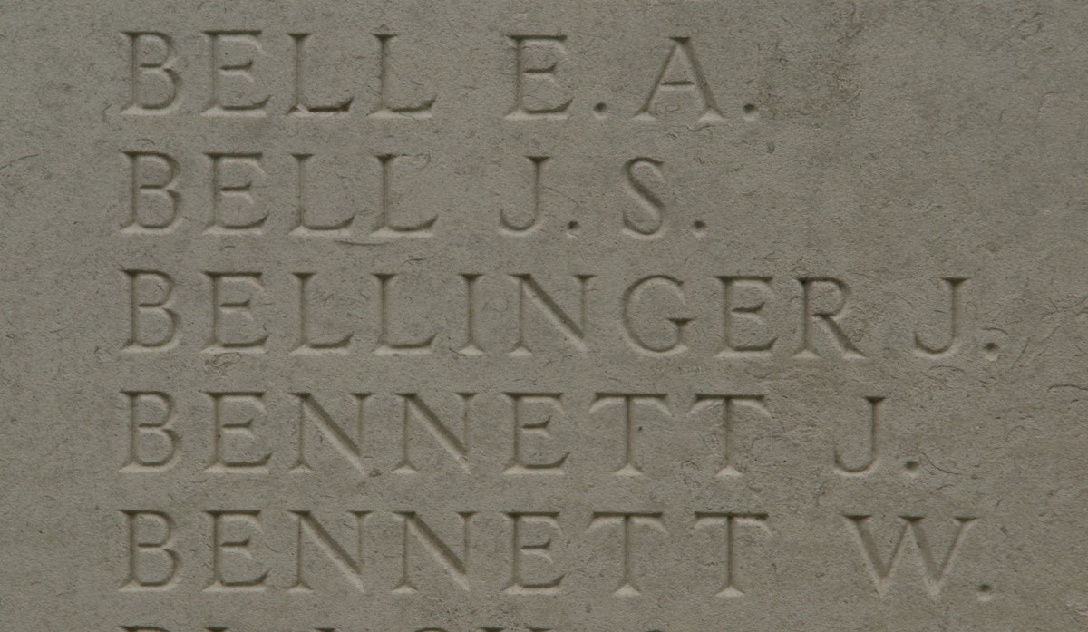 John Bellinger's name on the Loos Memorial