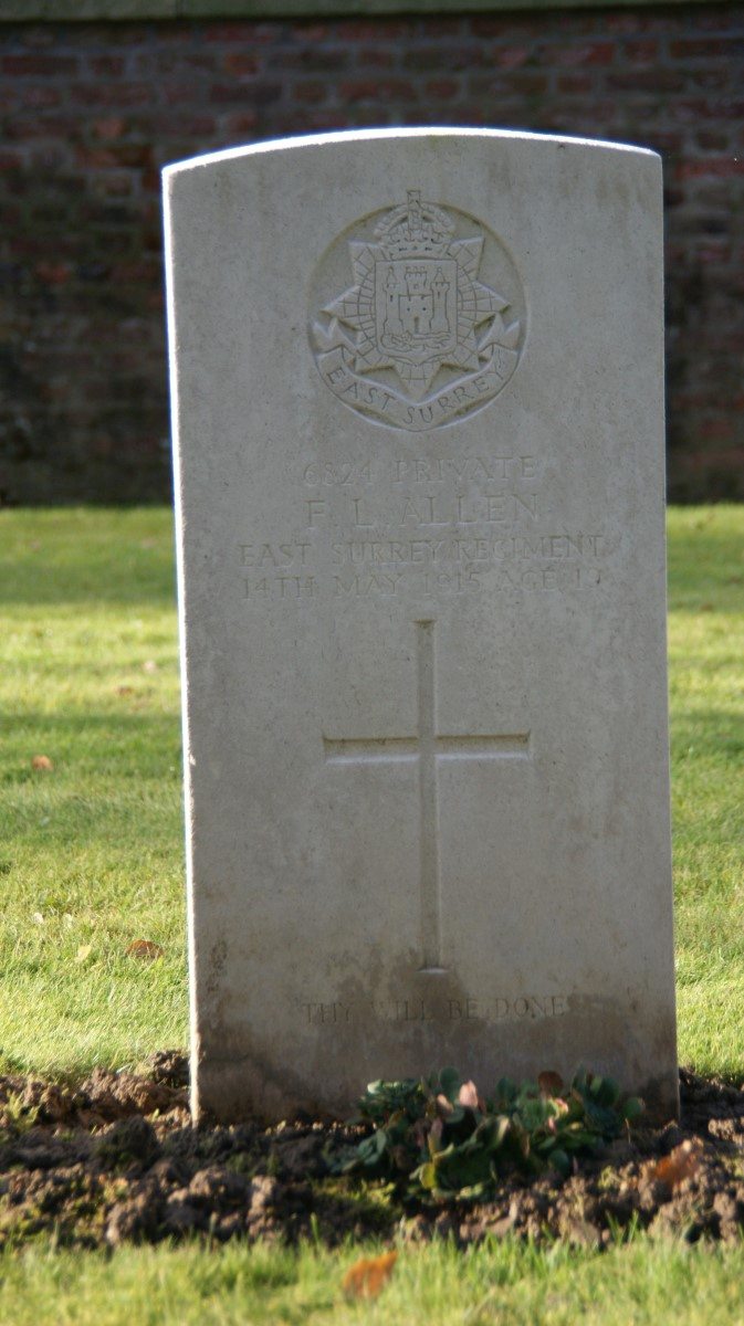 Francis Allen's grave in Belgium